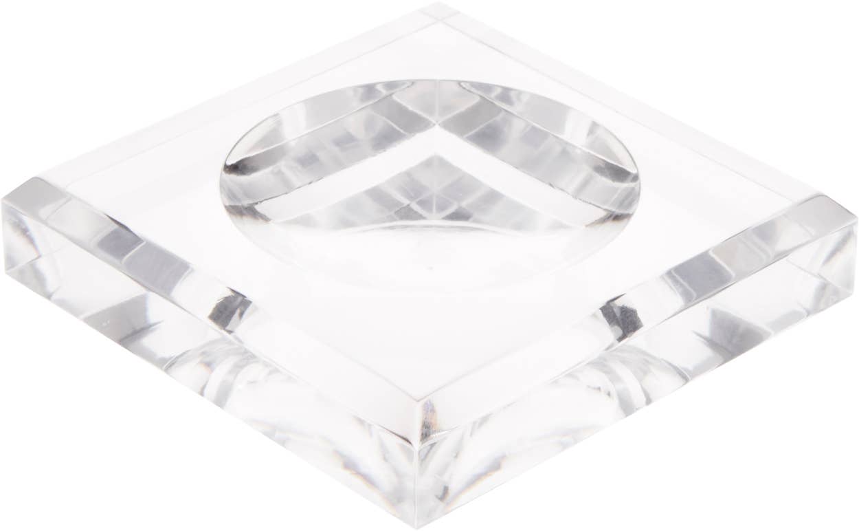 Clear Acrylic Square Base w/ Indention to Hold Sphere