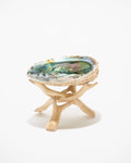 Abalone Shell & Wood Tripod Stand Natural Smudge Bowls
