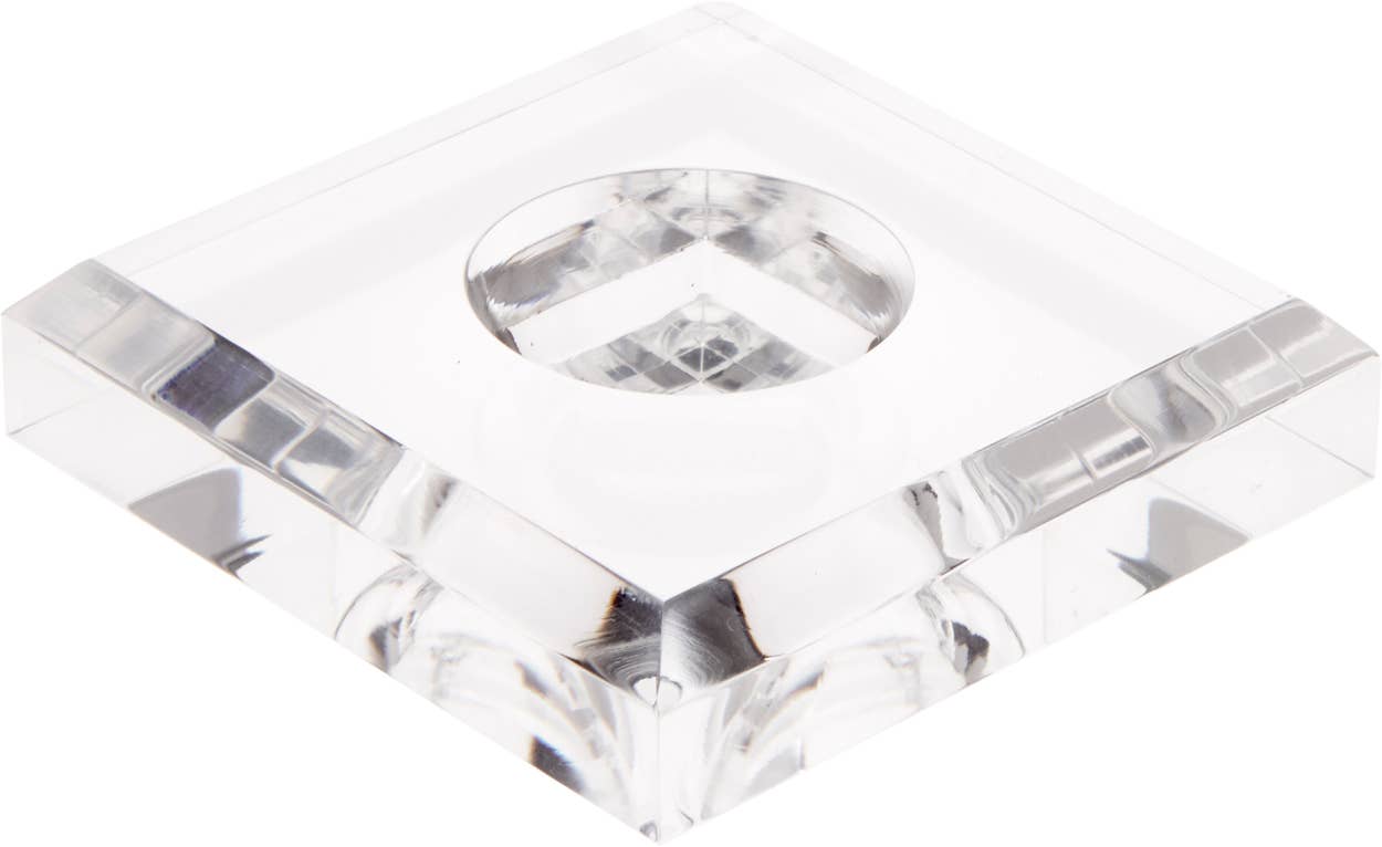 Clear Acrylic Square Base w/ Indention to Hold Sphere
