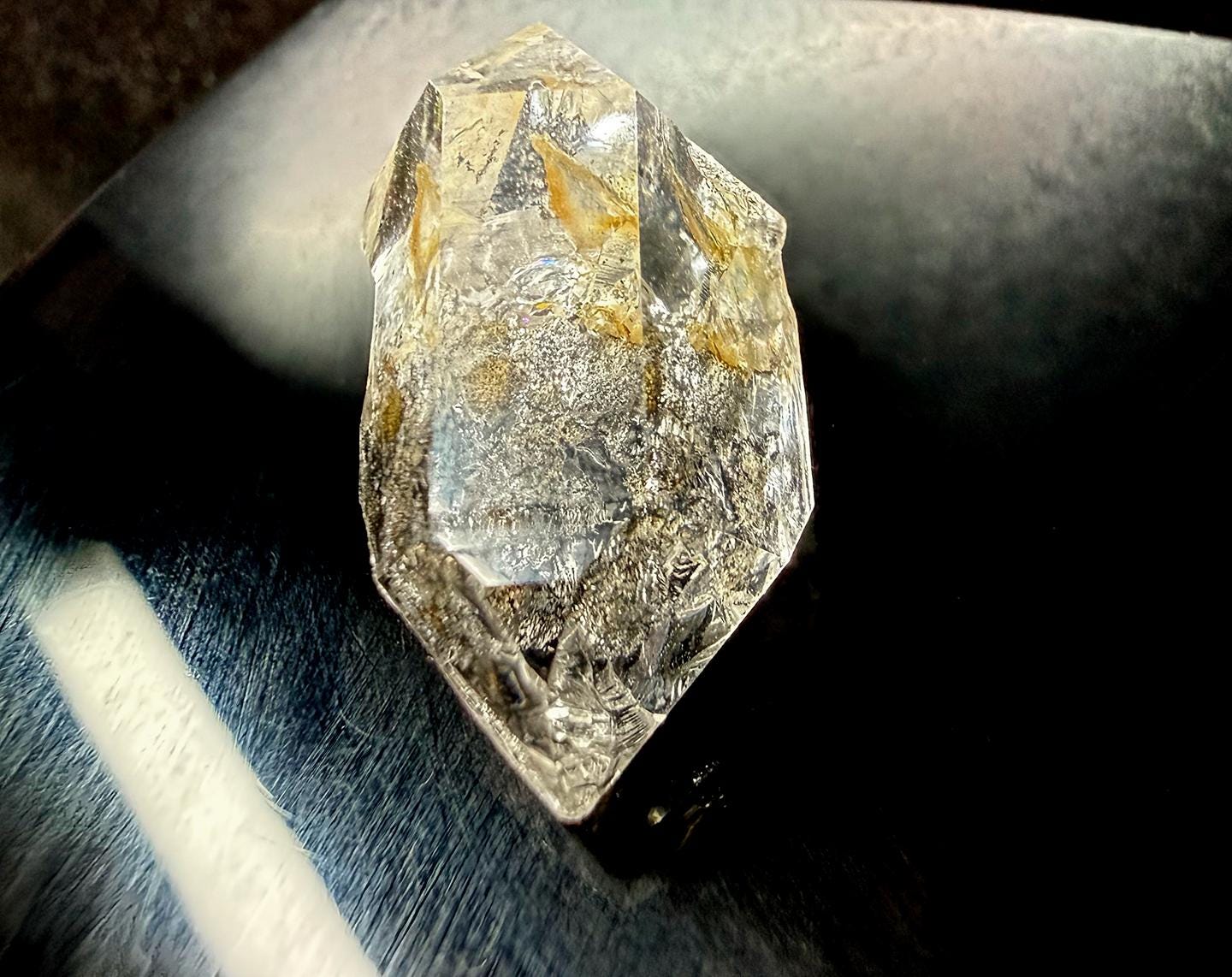 Double Terminated Herkimer Diamond 6g water-clear with inclusions, from Fonda, NY, Herkimer area