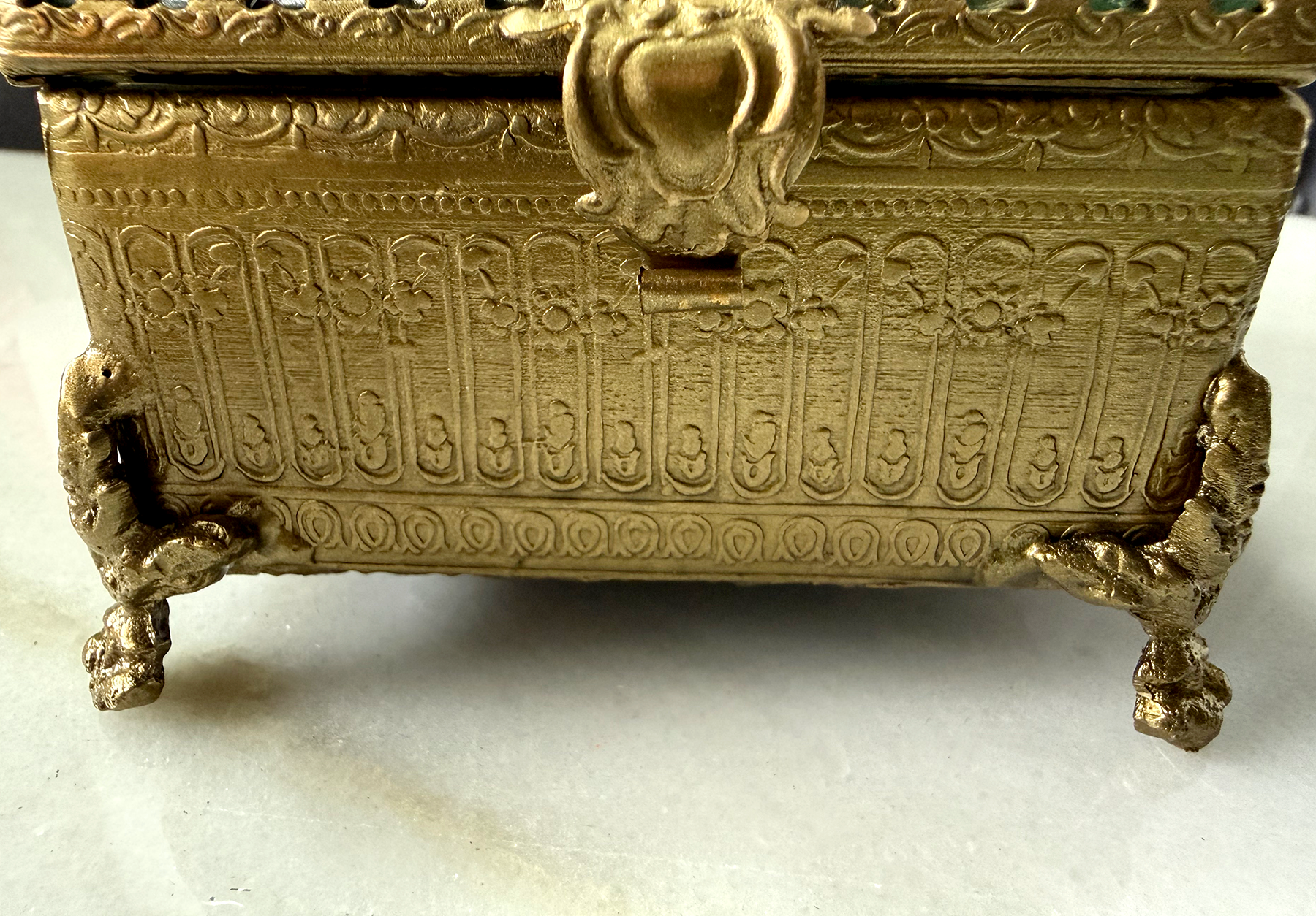 Rectangle Beveled Glass and Brass Keepsake Box