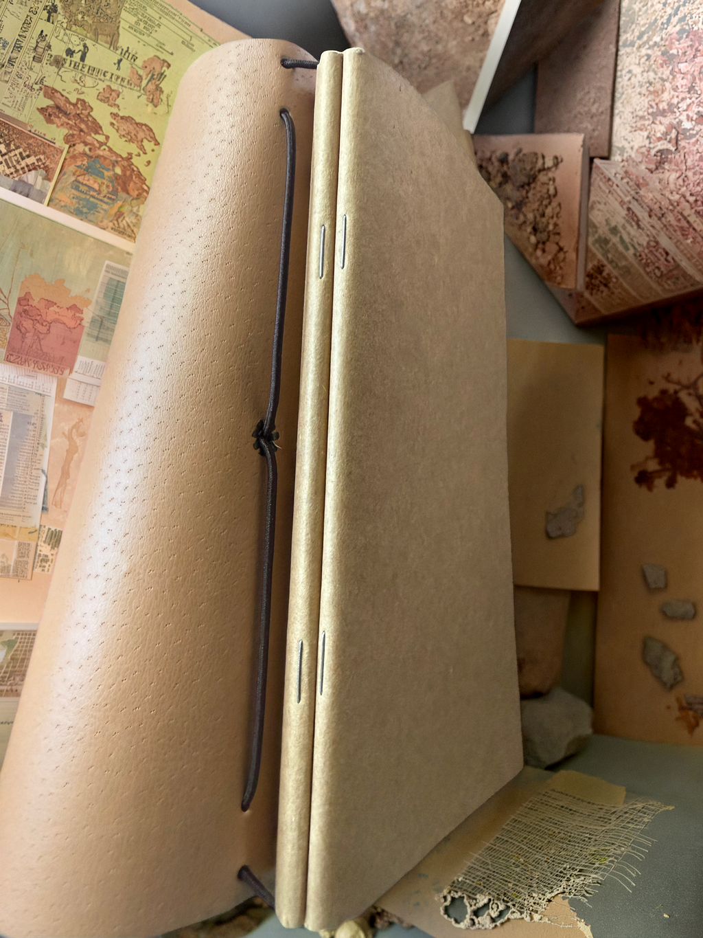 Brown Vegan Leather Notebook with pouches