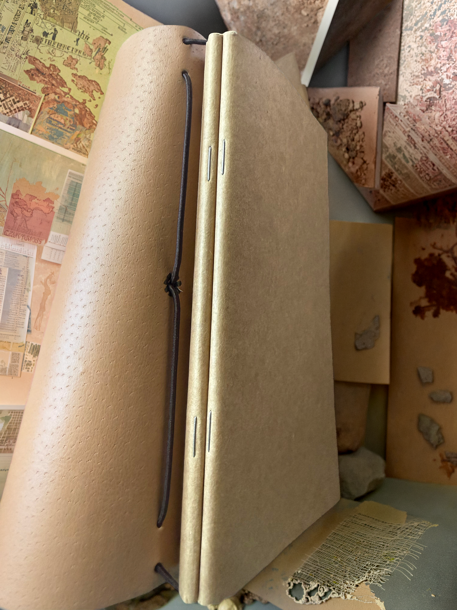 Brown Vegan Leather Notebook with pouches