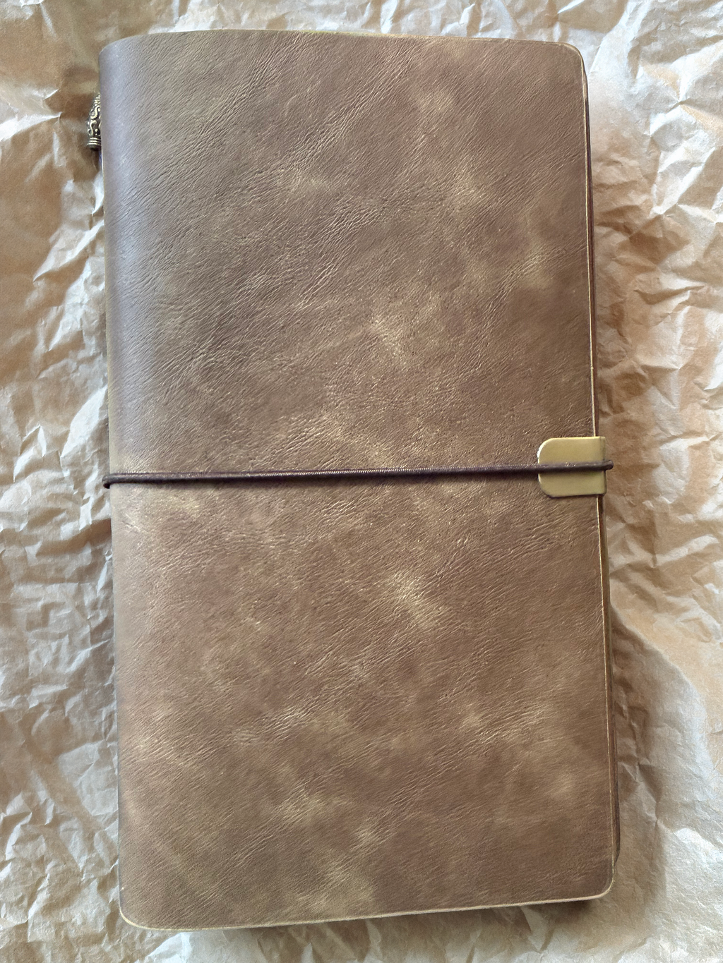 Brown Vegan Leather Notebook with pouches