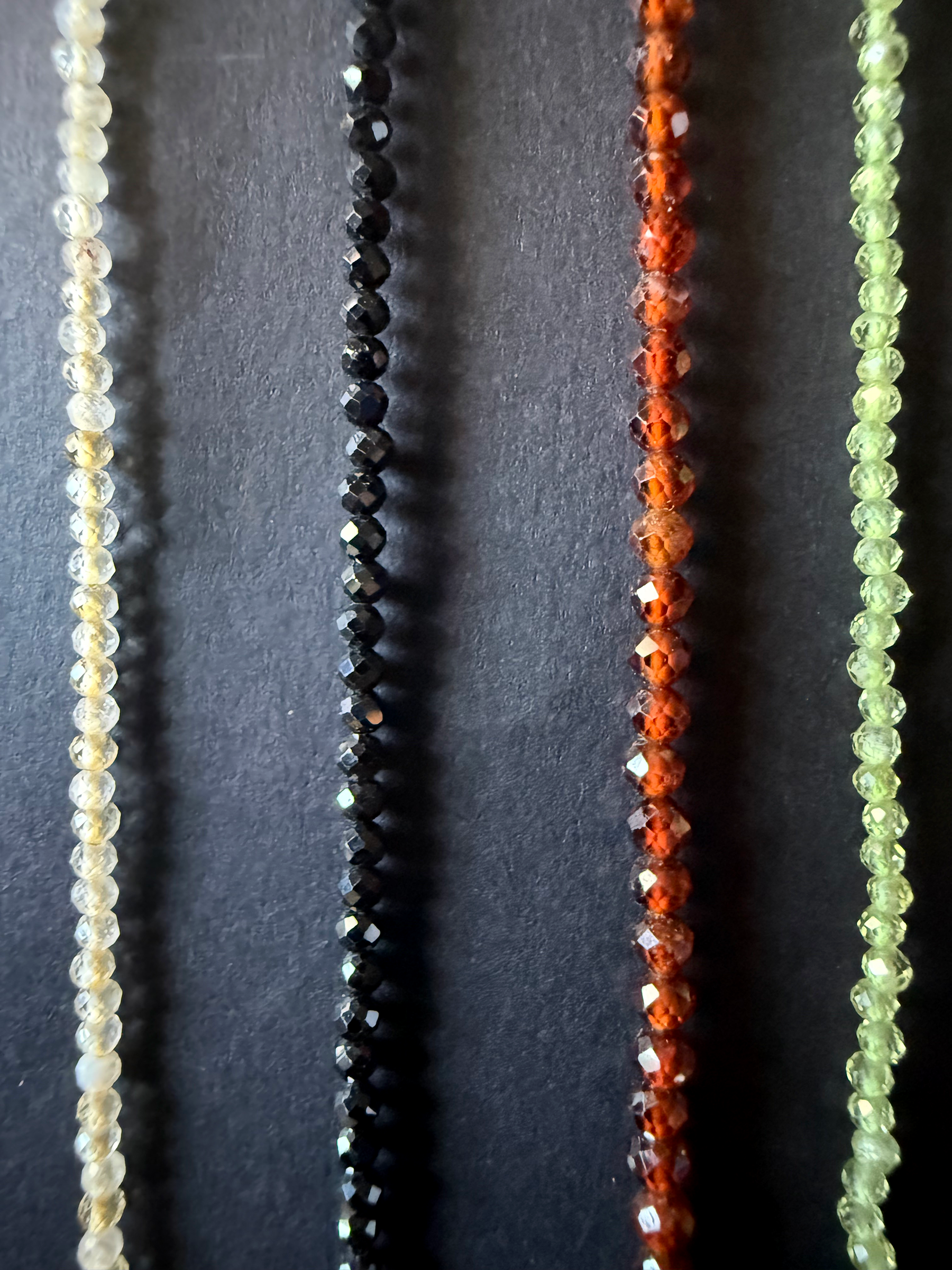 Bead Strands, Faceted .46mm & .61mm: Peridot, Citrine, Hessonite, & Tourmaline