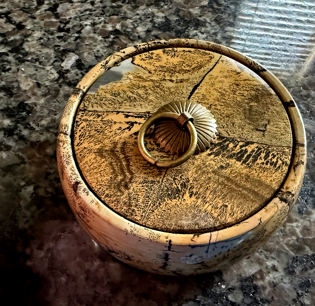 Natural Picture Jasper Bowl with Lid