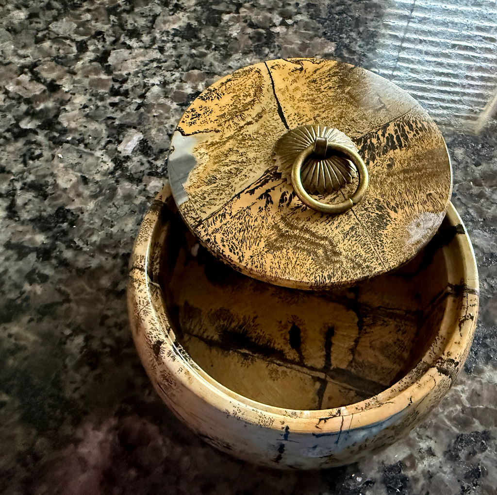 Natural Picture Jasper Bowl with Lid