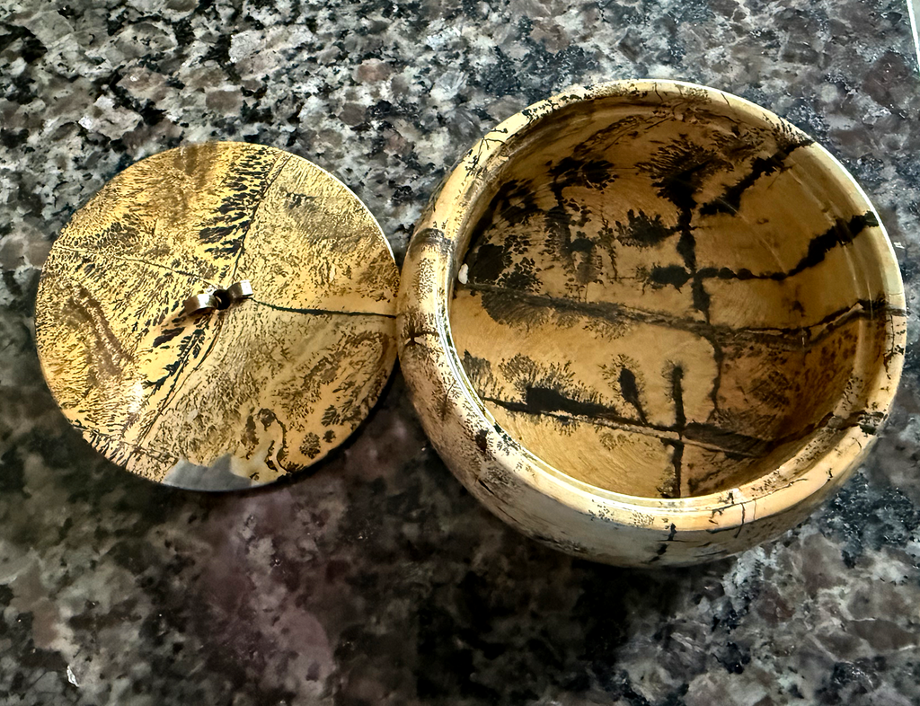 Natural Picture Jasper Bowl with Lid