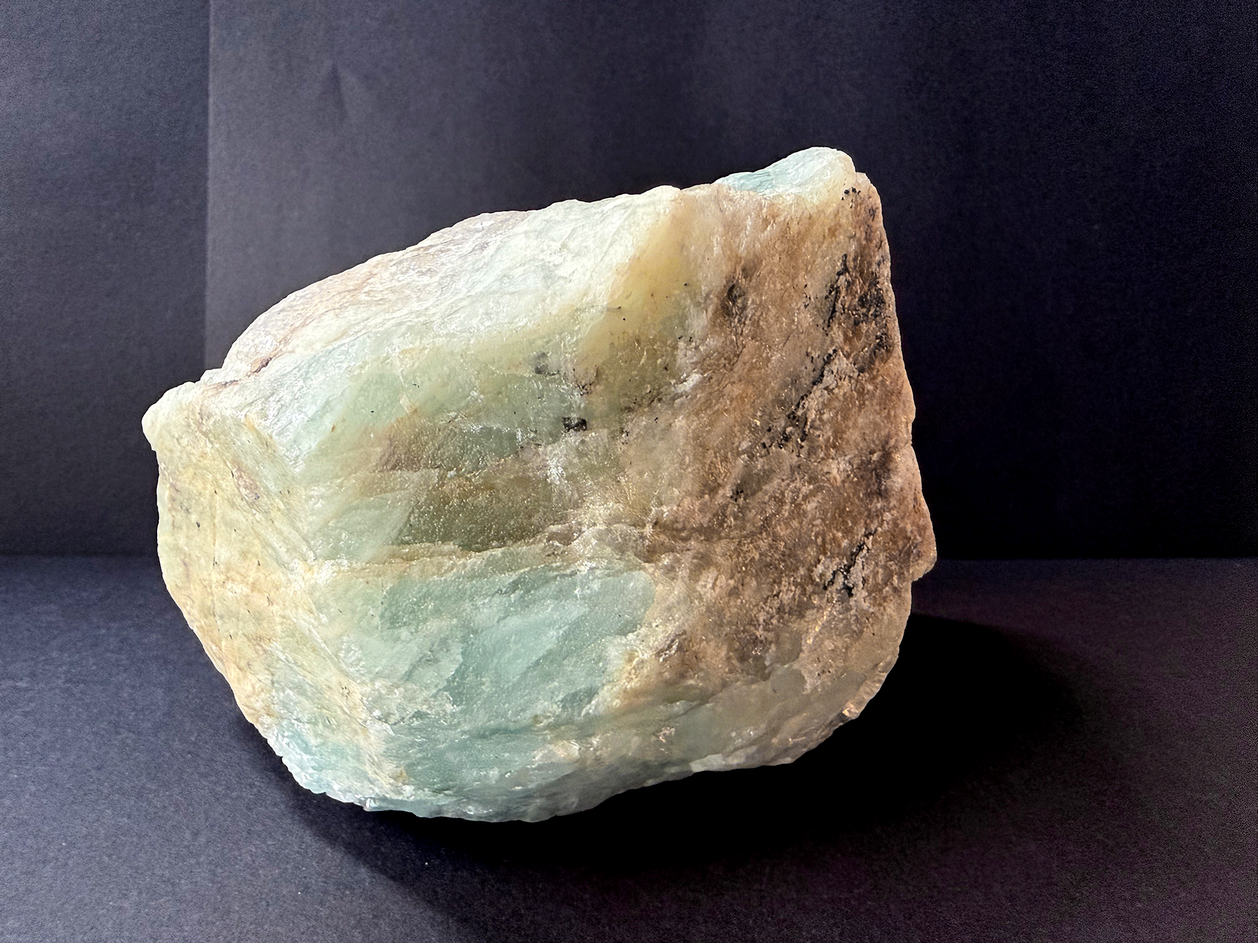 Aquamarine on Quartz/Elbaite From Brazil 1 lb 11.75 oz