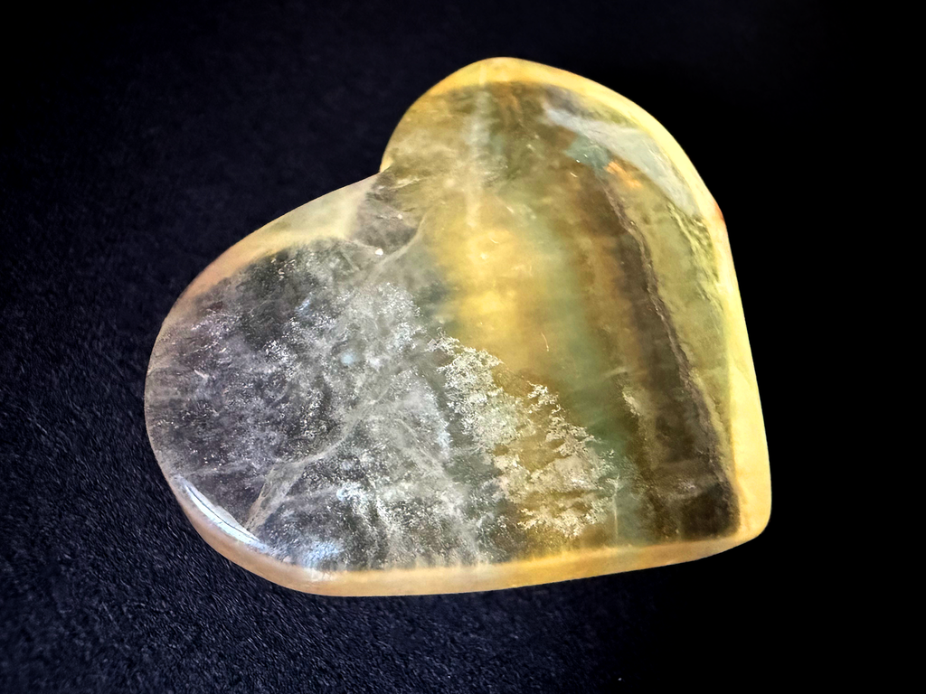 Yellow Fluorite Banded Heart Shape