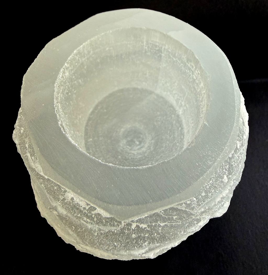 Selenite Tower Tea Light Holder from Morocco