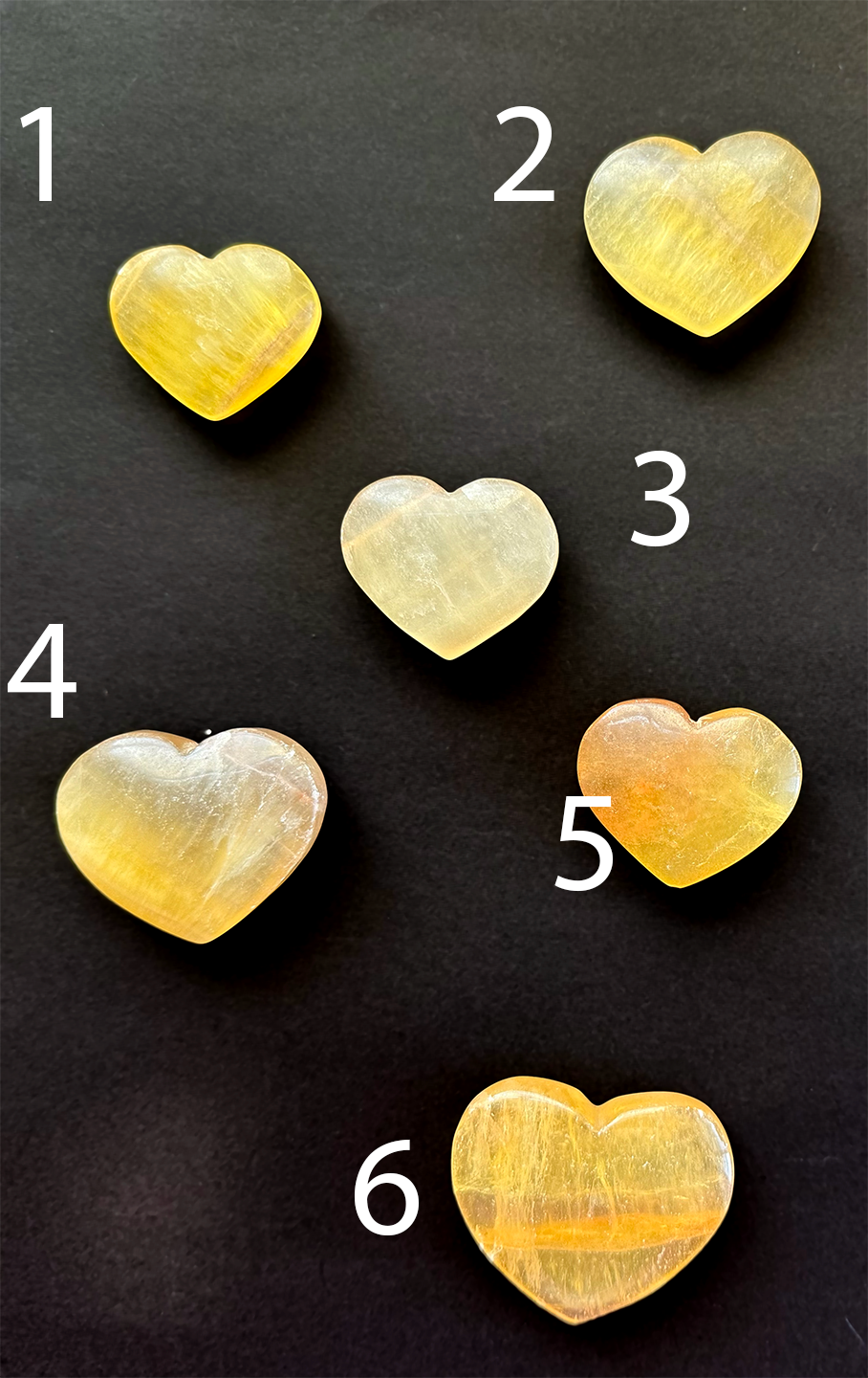 Yellow Fluorite Heart Shapes