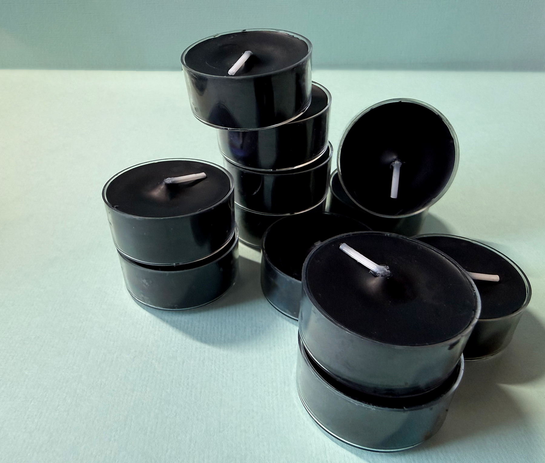 Black Tea Light Candles (Unscented) – 12 pack