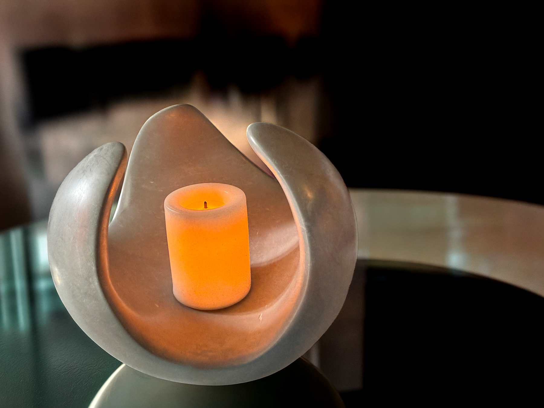Maua Lotus Soapstone Tealight Holder