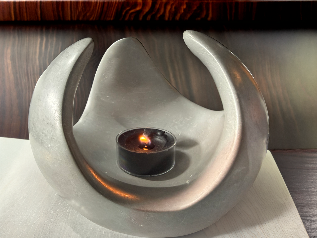 Maua Lotus Soapstone Tealight Holder