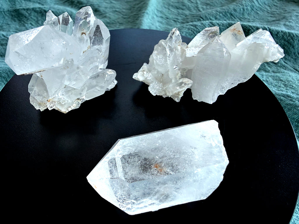 Clear Quartz Clusters & Point Trio Lot 6