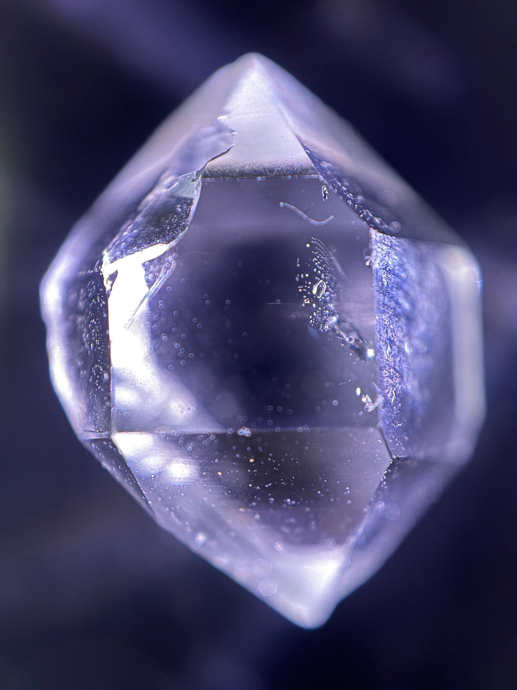 A collection of 5 Petite Herkimer Diamonds (Quartz) from Fonda, NY in  Suspension Frame