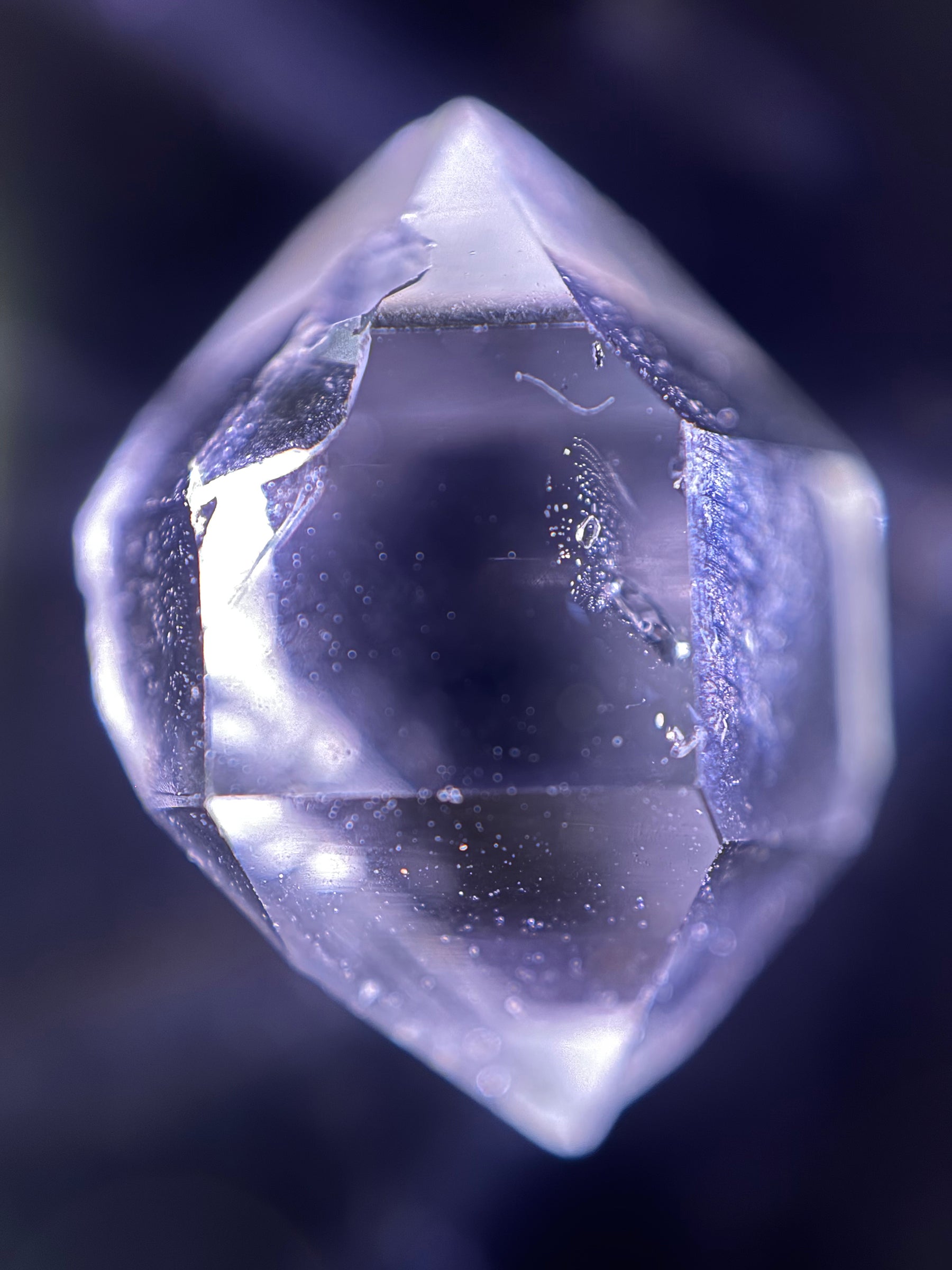 A collection of 5 Petite Herkimer Diamonds (Quartz) from Fonda, NY in  Suspension Frame