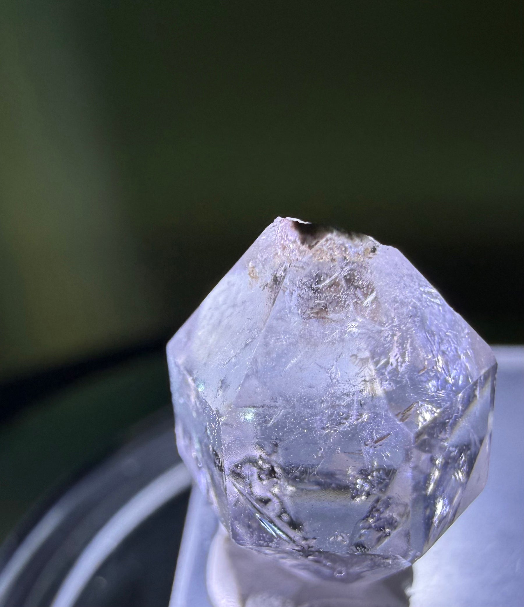 A collection of 5 Petite Herkimer Diamonds (Quartz) from Fonda, NY in  Suspension Frame