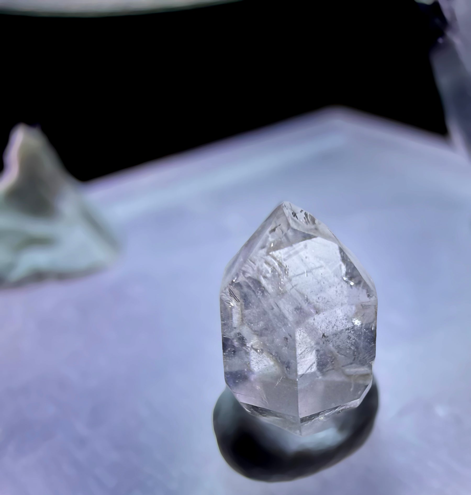 A collection of 5 Petite Herkimer Diamonds (Quartz) from Fonda, NY in  Suspension Frame