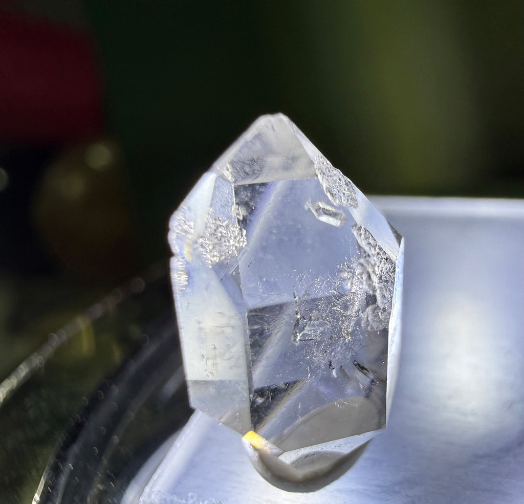 A collection of 5 Petite Herkimer Diamonds (Quartz) from Fonda, NY in  Suspension Frame