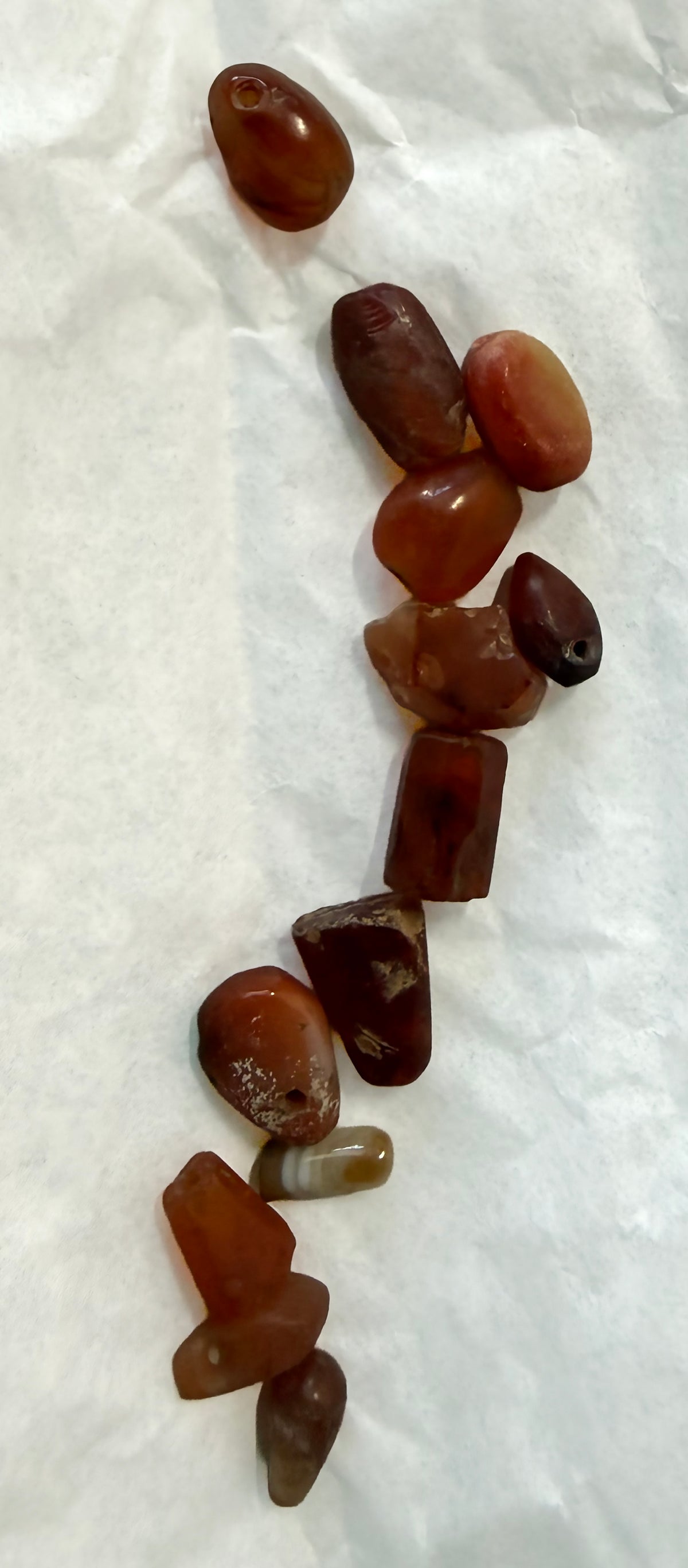 Ancient Carnelian & Agate Bead Collection 26g Agate, Carnelian, Chalcedony