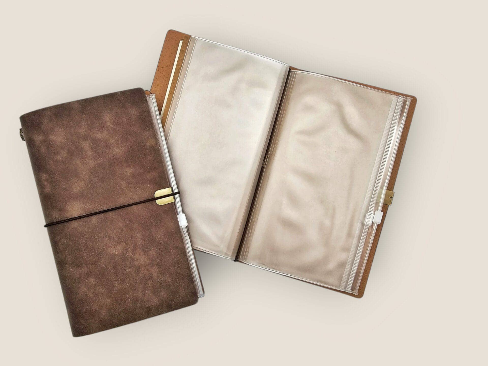 Brown Vegan Leather Notebook with pouches