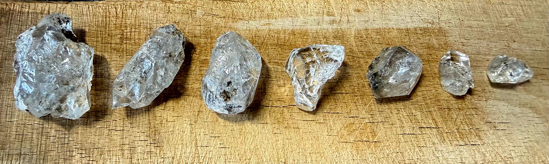A collection of 7 Petite Herkimer Diamonds (Quartz) from Fonda, NY