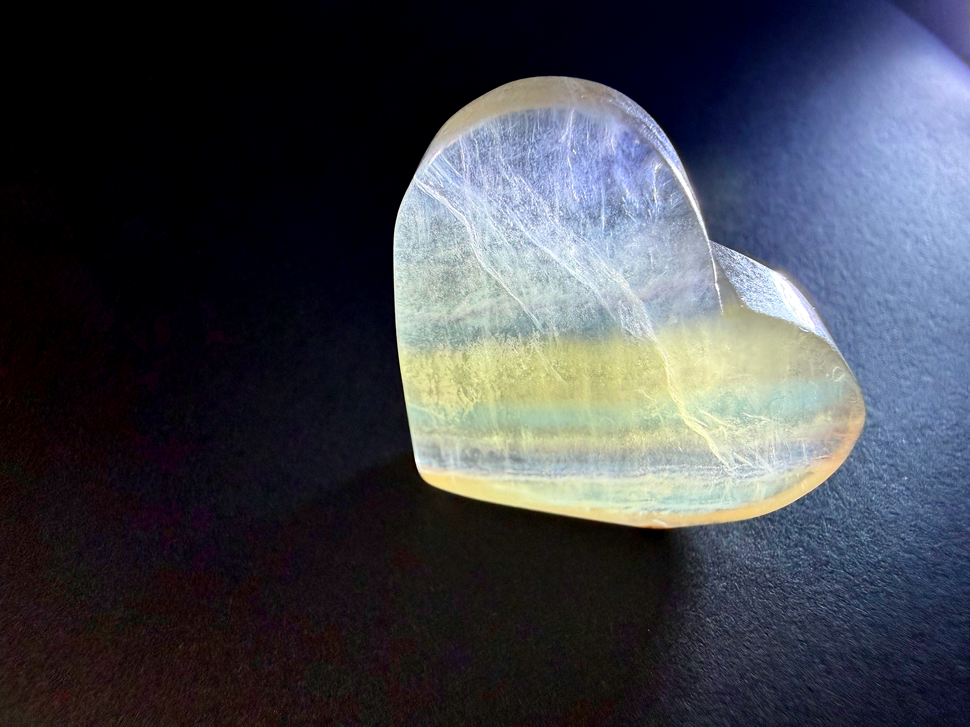 Yellow Fluorite Banded Heart Shape