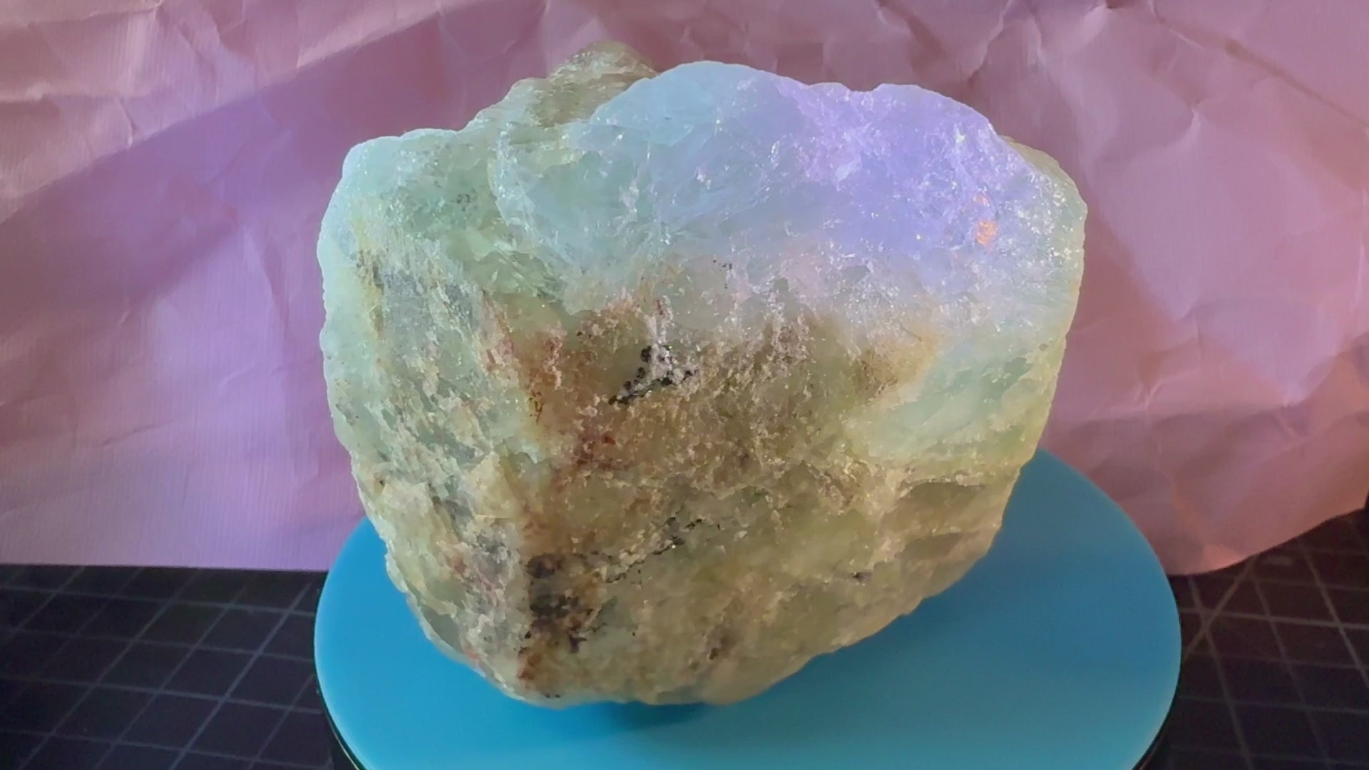 Aquamarine on Quartz/Elbaite From Brazil 1 lb 11.75 oz